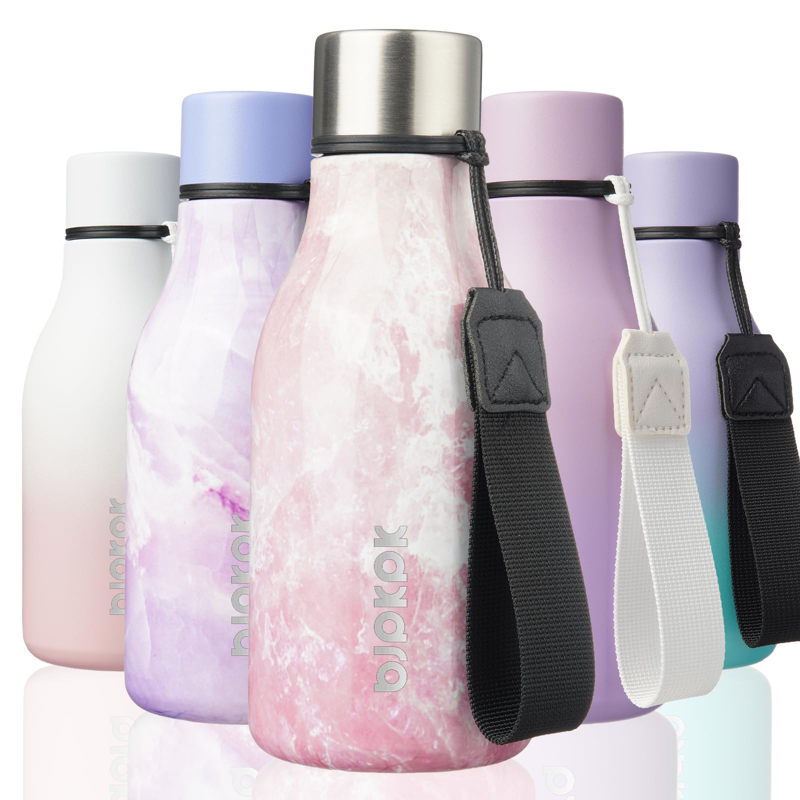 BJPKPK 12oz Insulated Water Bottle, Stainless Steel Bottle with Carry Strap | Keep Cold &amp; Hot Vacuum Insulation, Leak-Proof BPA-Free Design, Slim Bottle Fits Most Cup Holders for Gym, Office &amp; Travel