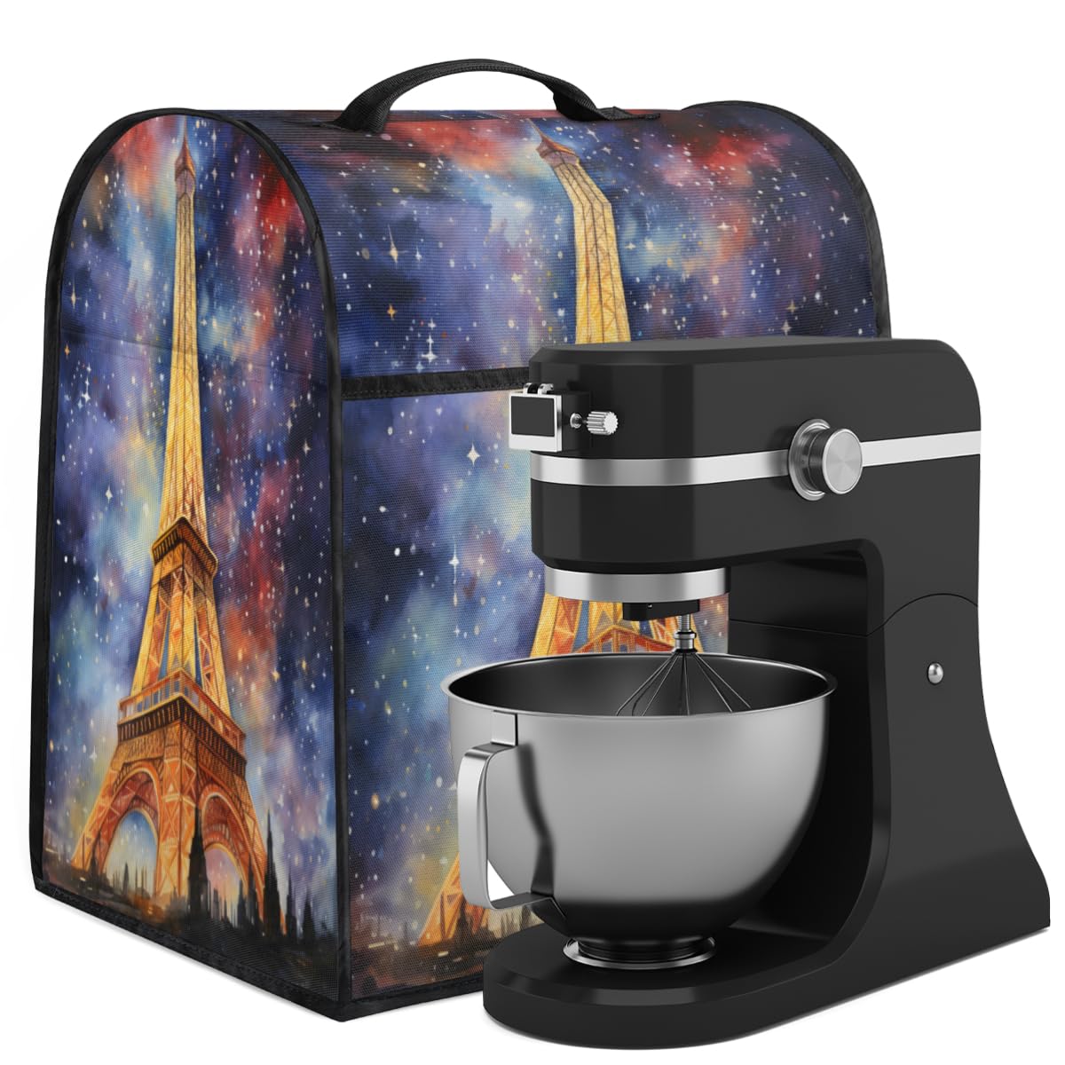 Coffee Maker Cover Starry Sky Eiffel Tower Kitchen Appliance Covers Small Appliance Covers Blender Cover Juicer Cover Dust Covers for Kitchen Appliances with Top Handle and Pockets,Washable,B623