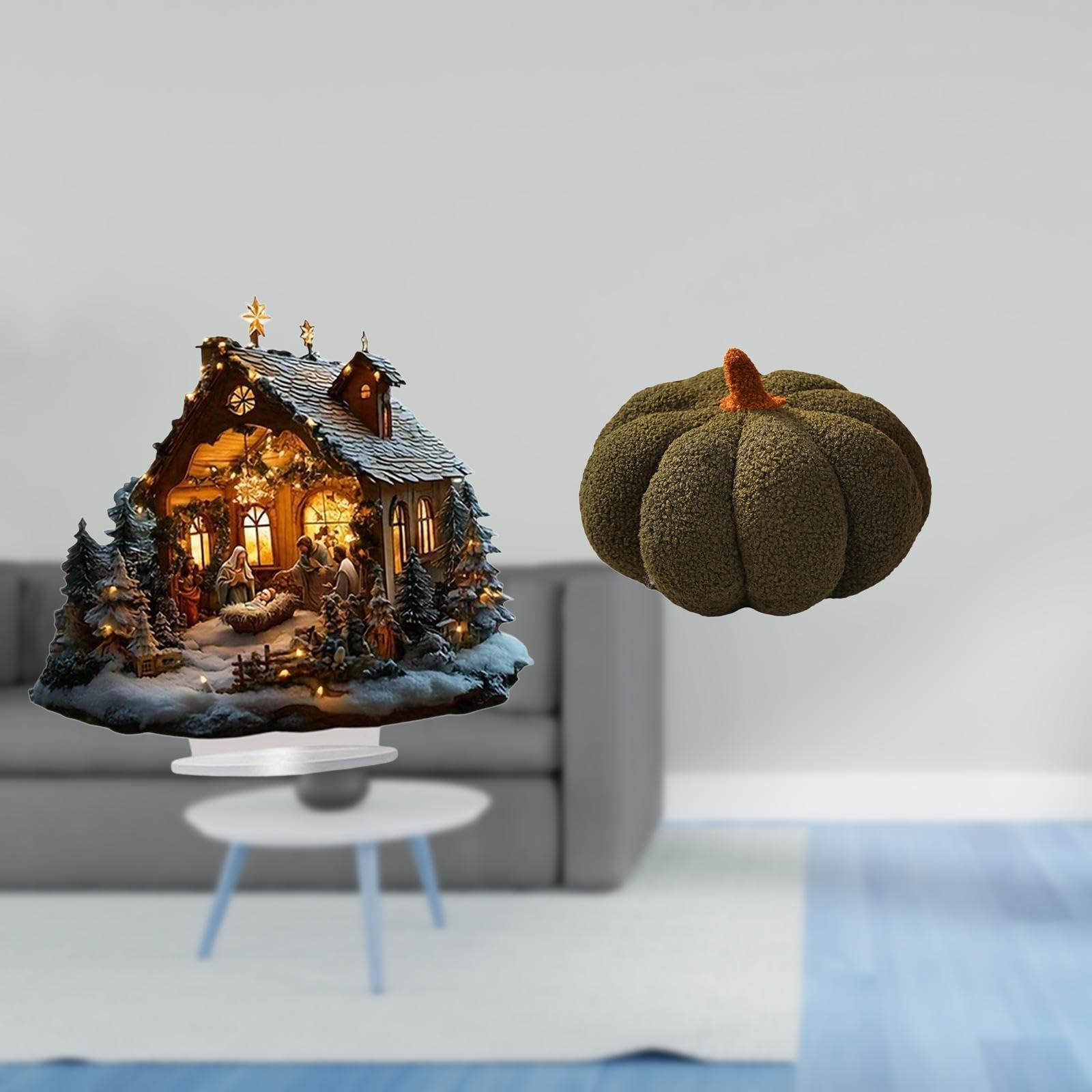 ARTISOUL® Acrylic Pumpkin Ornament Plush Standing Decorative Table Decor with Base for Party Home Bookshelf Festival Bedroom Sofa Cushion Freestanding | Home & Garden-image-33
