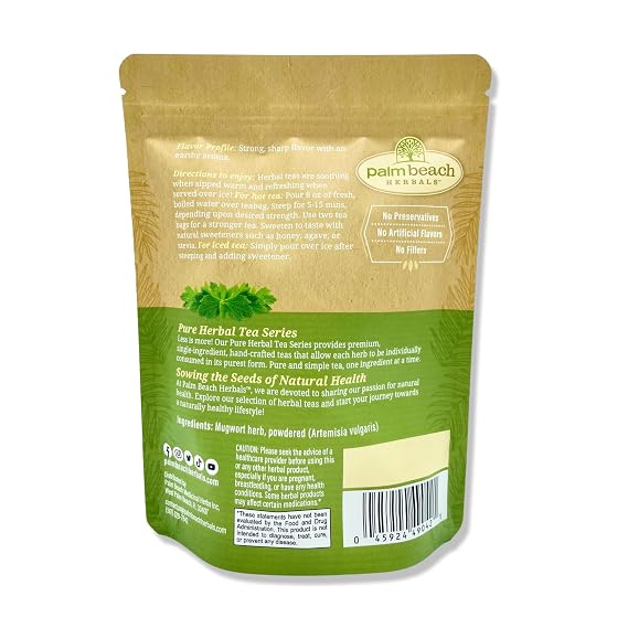 Palm Beach Medicinal Herbs - Mugwort Tea - Pure Herbal Tea Series, 30ct