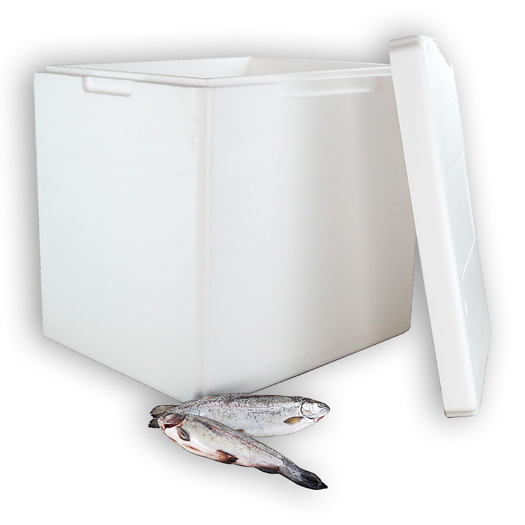 Styroporboxen 55 Liter mit Deckel | Thermobox Innenmaß: 42 x 32,5 x 40 cm | Isolierbehälter in weiß | wiederverwendbar