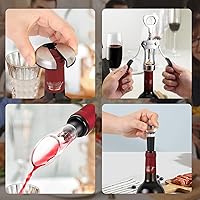 Vista 4 de Beneno Abridor multifuncional de botellas de vino con ala de regalo, sacacorchos, cortador de aluminio, tapón al vacío y vertedor aireador, perfecto