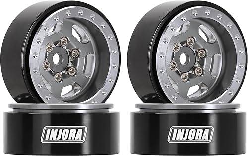 INJORA 1.0 Plus Beadlock - Llantas de aluminio para 124 118 RC Crawler SCX24 TRX4M FCX24 (gris)