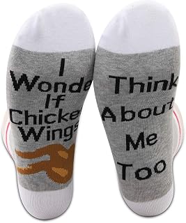 PXTIDY 2 Pairs Chicken Hot Wings Socks Chicken Lover Gifts I Wonder If Chicken Hot Wings Think About Me Too Novelty Socks