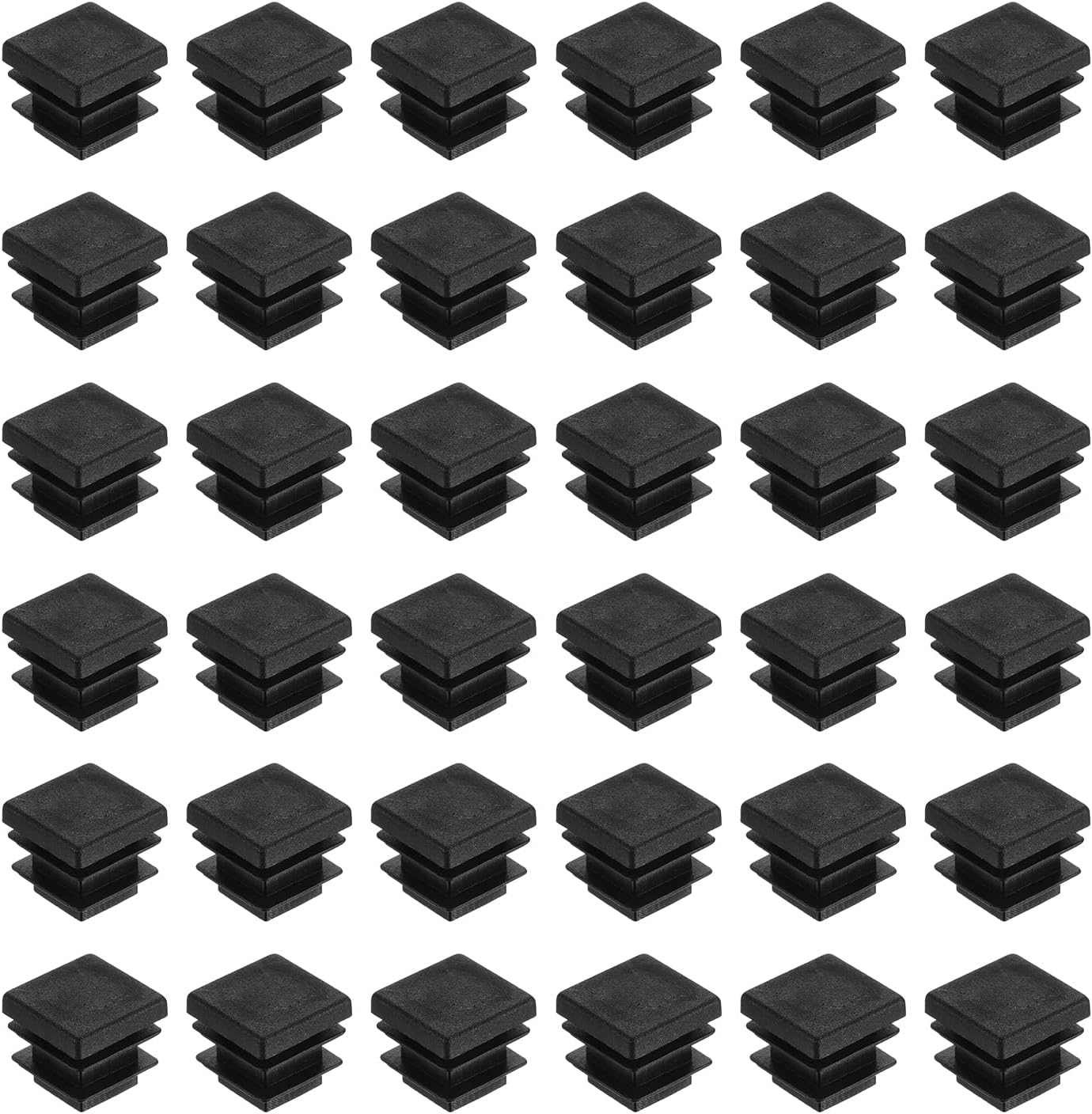 sourcing map 48Pcs Square Plastic Plugs, 16 x 16mm/0.63 x 0.63inch PE Pipe Tubing End Caps for 11-14mm/0.43-0.55inch Square Tube Furniture Chair Leg, Black