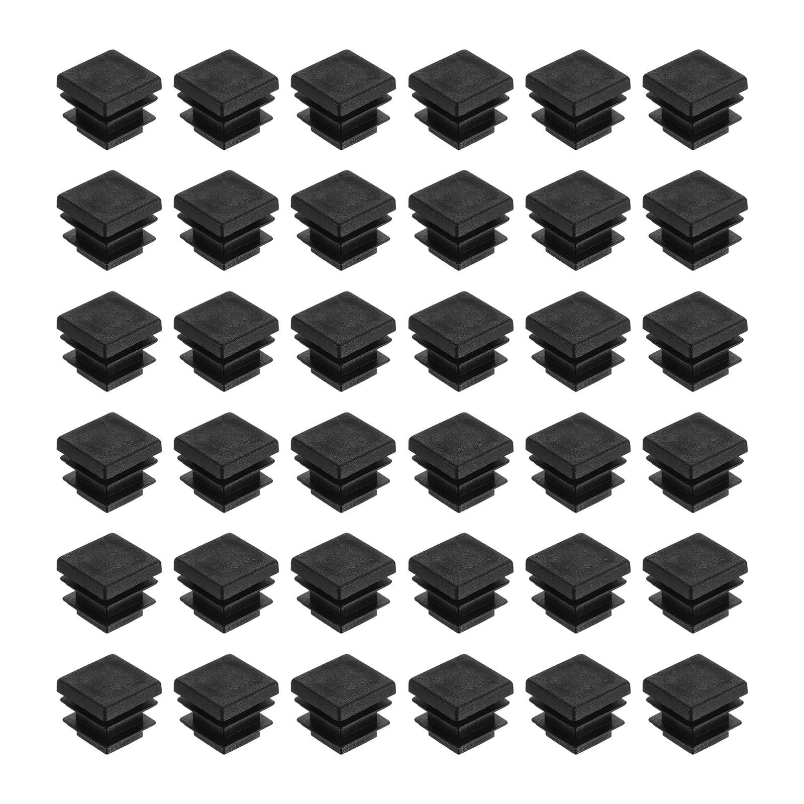 sourcing map 48Pcs Square Plastic Plugs, 16 x 16mm/0.63 x 0.63inch PE Pipe Tubing End Caps for 11-14mm/0.43-0.55inch Square Tube Furniture Chair Leg, Black