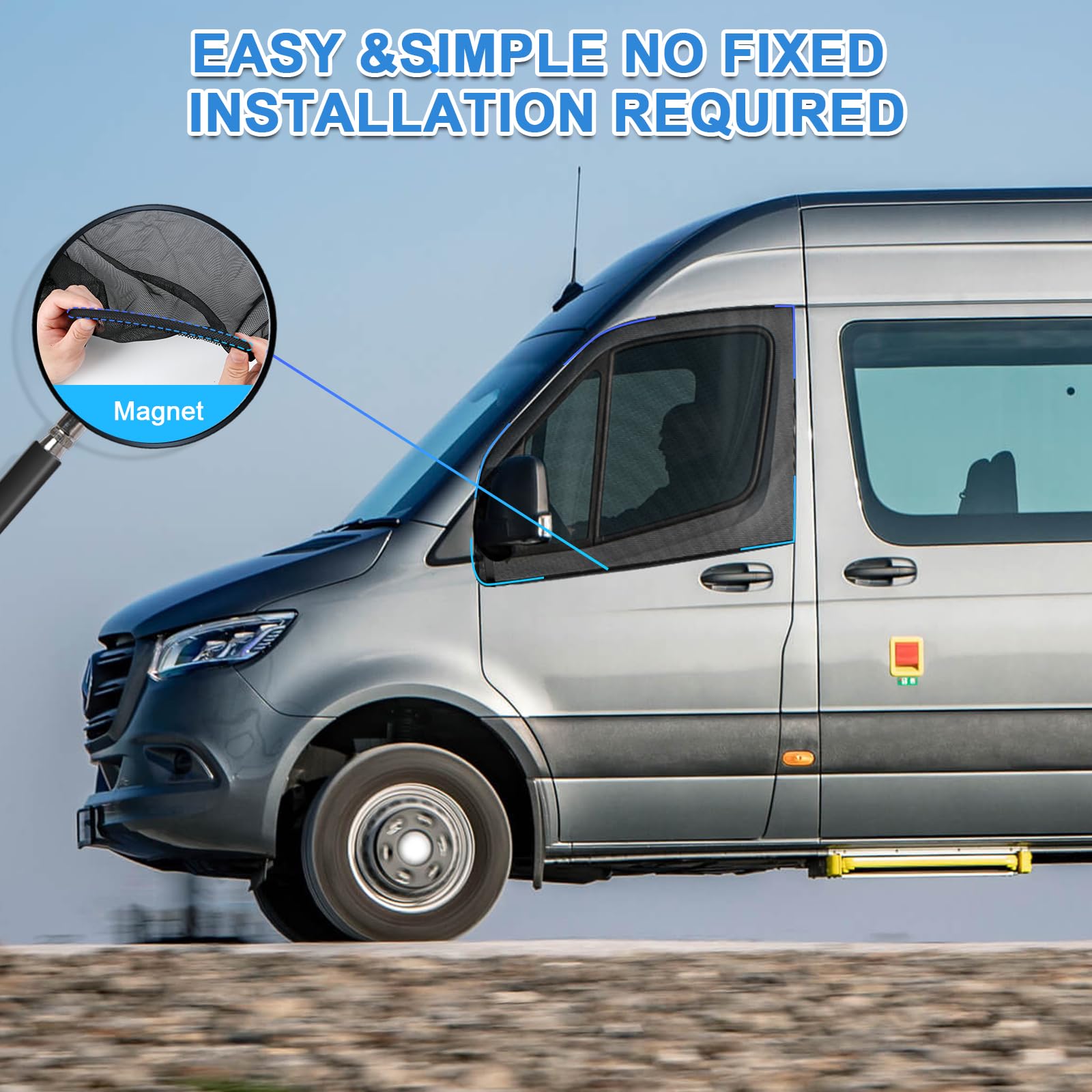 Mosquitera para Puerta Delantera Coche Ventana Parasol Compatible con Mercedes Sprinter, 1 para Amino Universal, Compatible con FIAT Ducato, Transpirable Compatible con Otra Vans