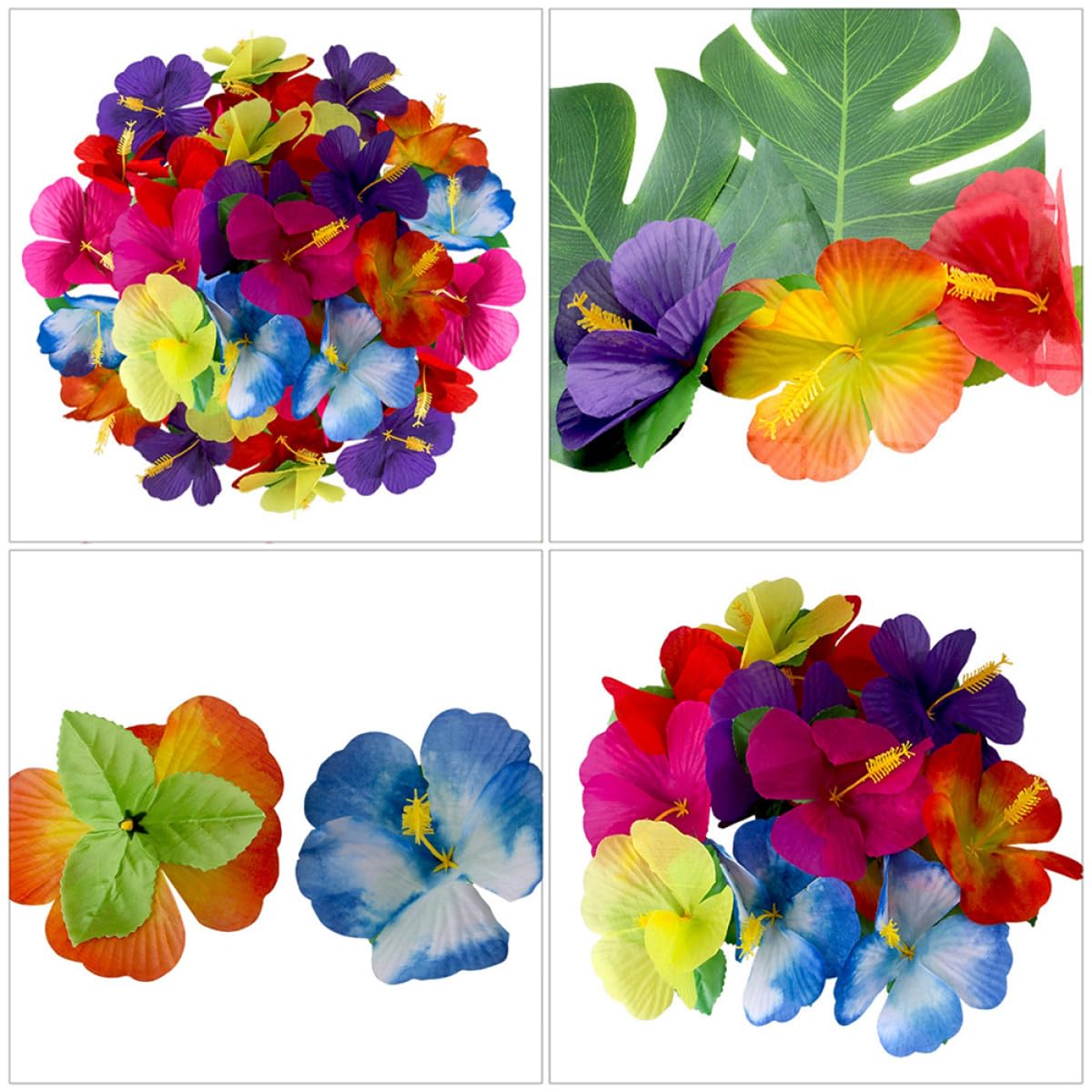 Künstliche Plumeria Blüten und Hawaii aus Stoff 72 Stück Fotorequisite Blumendekoration Einzigartige Tischdekoration Zufällige Farbe für Sommerfest für Party und Zuhause