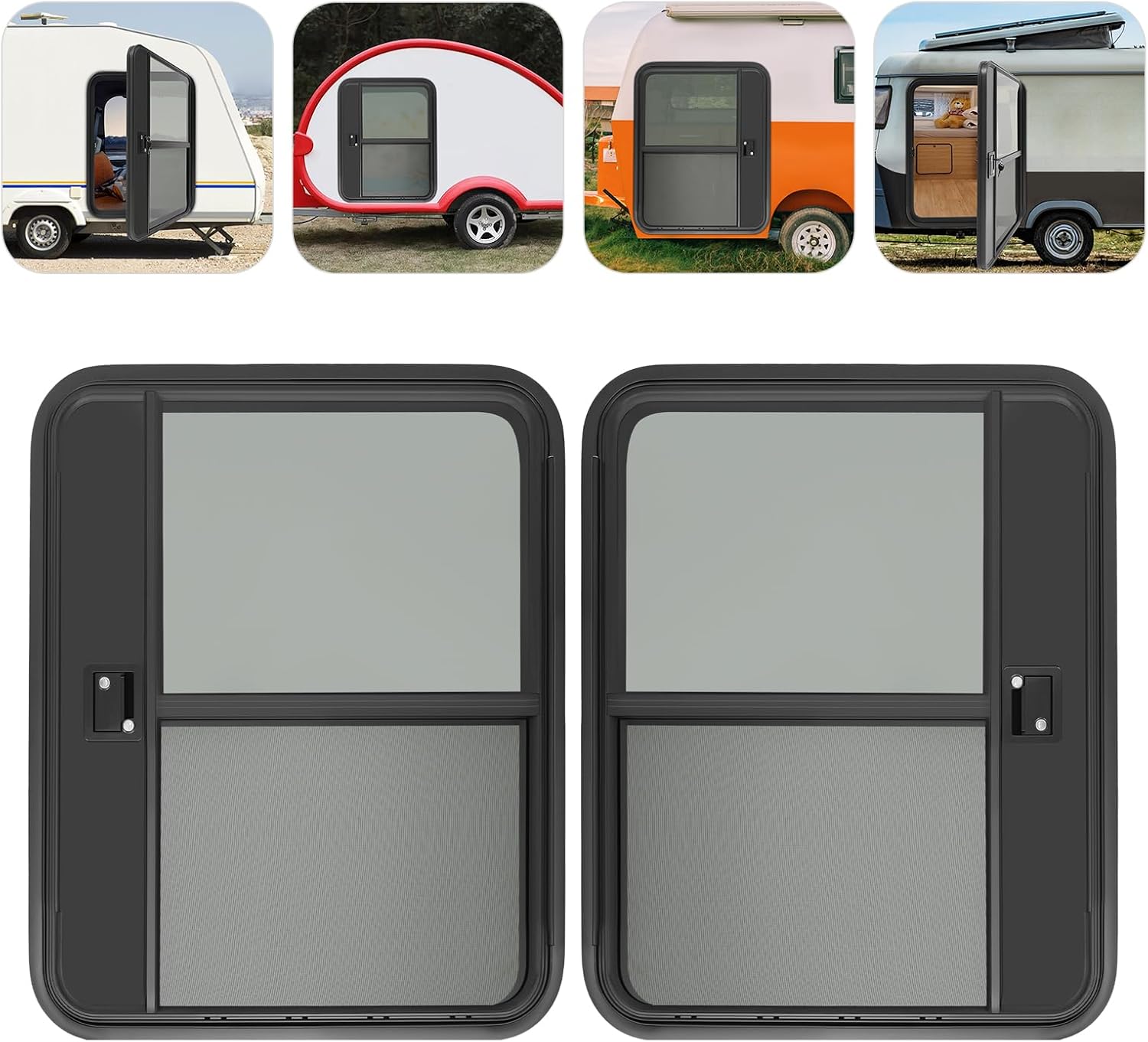 Rv Entry Door, 26“ x 36” Entry Door RV Camper Teardrop Passenger Side Trailer with Tempered Glass and Key Lock, Wall Thickness of 18-20mm for RVs, Campers, Trailers (Left+Right)