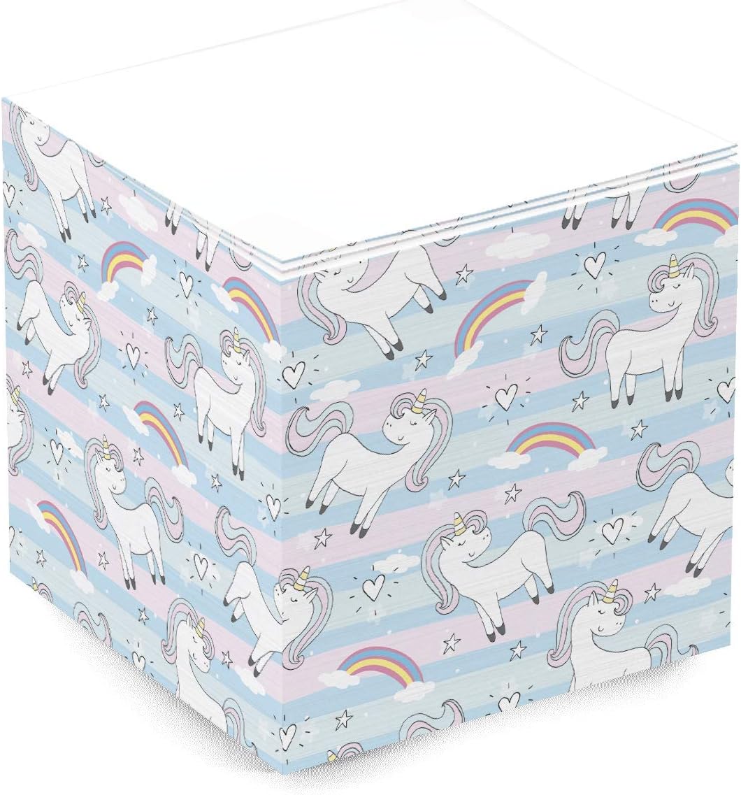 Unicorn NonSticky Cute and Trendy Blank Note Memo Cube for Teen Girls and Women