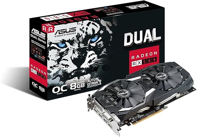 ASUS AMD DUAL-RX580-O8G Radeon RX 580 OC Edition 8 GB GDDR5 PCI Express 3.0 Gaming Graphics Card (DUAL-RX580-O8G)