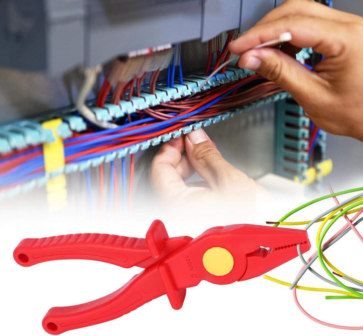 Oumefar 7.7 Inch Handheld Electric Hand Tool Plastic Comfortable Grip 1000V High Voltage Insulated Cutting Pliers for Circuit Breaking
