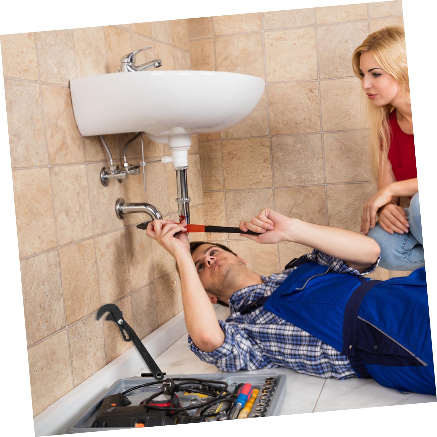 Kisangel Llave Ajustable Multifuncional Apertura Amplia para Fontanería Acero Cromo-vanadio Resistente y Diseño Moderno Adecuado para Baños y Tuberías