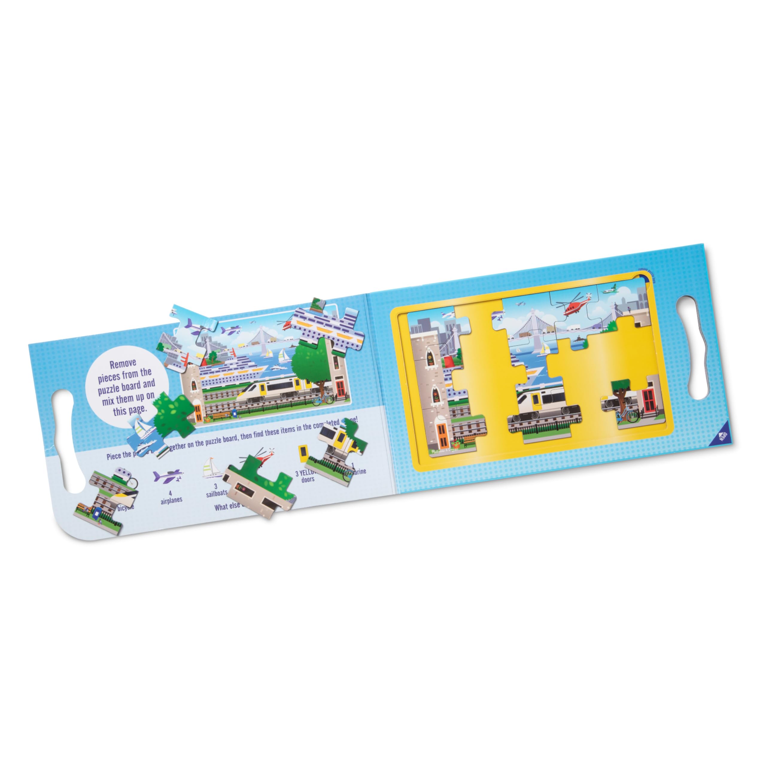 Melissa & Doug Take-Along Magnetic Jigsaw Puzzles Travel Toy – Vehicles (2 15-Piece Puzzles)