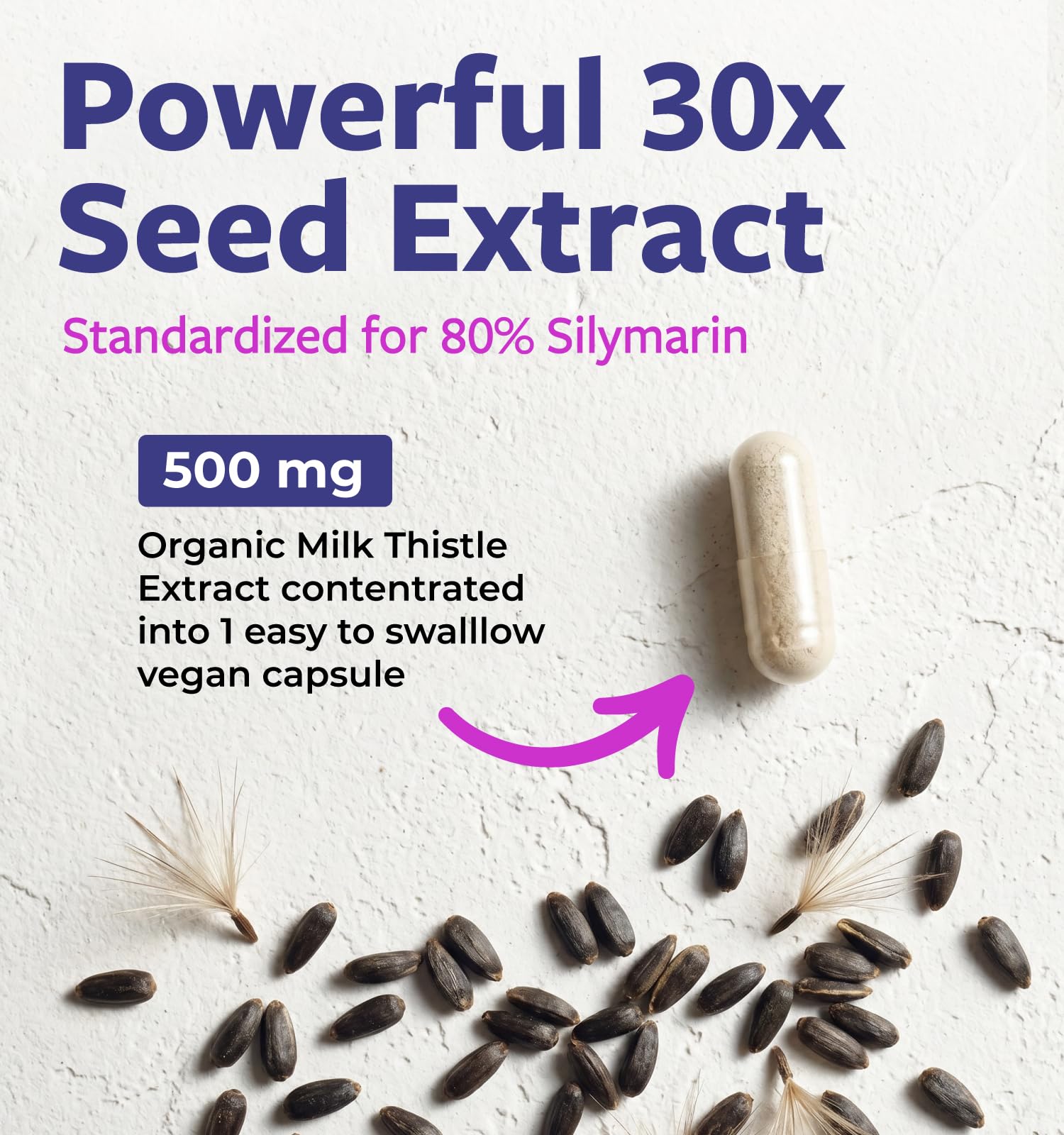 USDA Organic Milk Thistle Capsules - 80% Silymarin Supplement for Liver Support- Super Concentrated Organic Milk Thistle 300mg 30:1 Per 1 Capsule Serving - Liver Detox and cleanse - 120 Day Supply — Amazon image 3