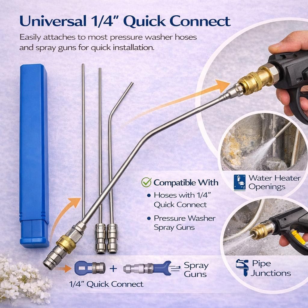 4 Pack High Pressure Washer Nozzle Kit,Pressure Washer Needle Tips Set for Washing Machine, Ac Coil, Water Heater And Appliance Cleaning (11pcs)