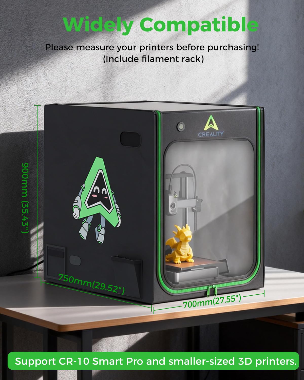 Creality 3D Printer Enclosure with LED Lighting, Constant Temperature Fireproof Dustproof Protective Cover, 700*750*900mm 3D Printer Cover for CR-10 Smart Pro/CR-10 Pro/Ender 3 S1 Plus/Ender 5 Plus