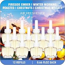 Plug In Refills Air Freshener, Summer Scents with Fireside Ember, Winter Morning, Roasted Chestnuts, Christmas Wreath - 12 Count, 7.92 Fl Oz - Compatible with Air Wick & Glade