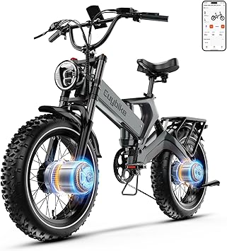 bluebiko 2000W/3000w Peak Electric Bike for Adults, 48V 35AH/52v 30AH Removable Battery, 100+Miles Long Range Foldable Electric Bike, 20"x4.0" Fat Tire, All Terrain Ebike