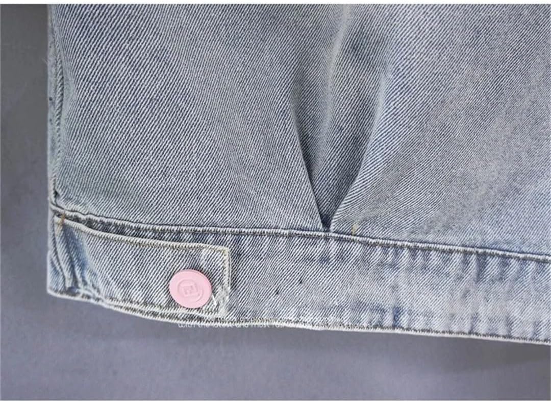 Women Vintage Embroidery Denim Jacket Loose Denim Coat