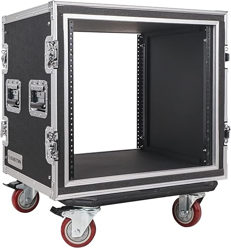 Miniatura 47 de Sound Town Shock Mount 12U ATA Rack Case con 21" de profundidad y ruedas, tamaño de 12 espacios - Grado Pro Tour (STRC-SP12UW)