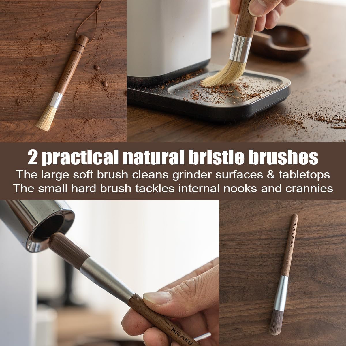 Coffee Grinder Cleaning Kit - 5Pcs Large Soft Brush, Small Hard Brush, Group Head Brush, Long-reach Brush & Air Blower for Coffee & Espresso Machine Parts & Accessories