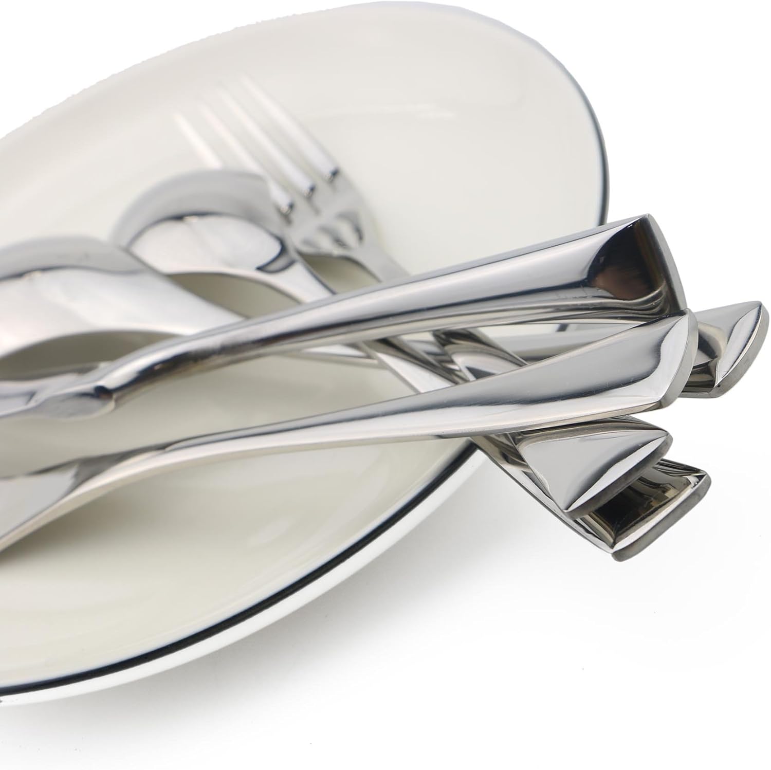 Luxury Mirror Polishing Silver 20 Pieces 18/10 Stainless Steel Steak Knife and Spoon Fork Silverware Set, Service for 4