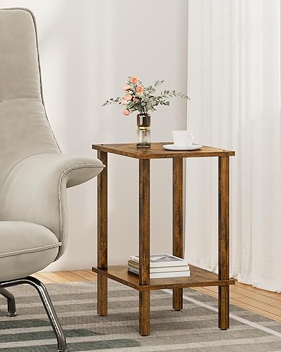 Miniatura 9 de TUTOTAK Mesa auxiliar, juego de 2, mesa auxiliar, mesita de noche, estante de almacenamiento de 2 niveles, mesa de sofá para espacios pequeños, sala