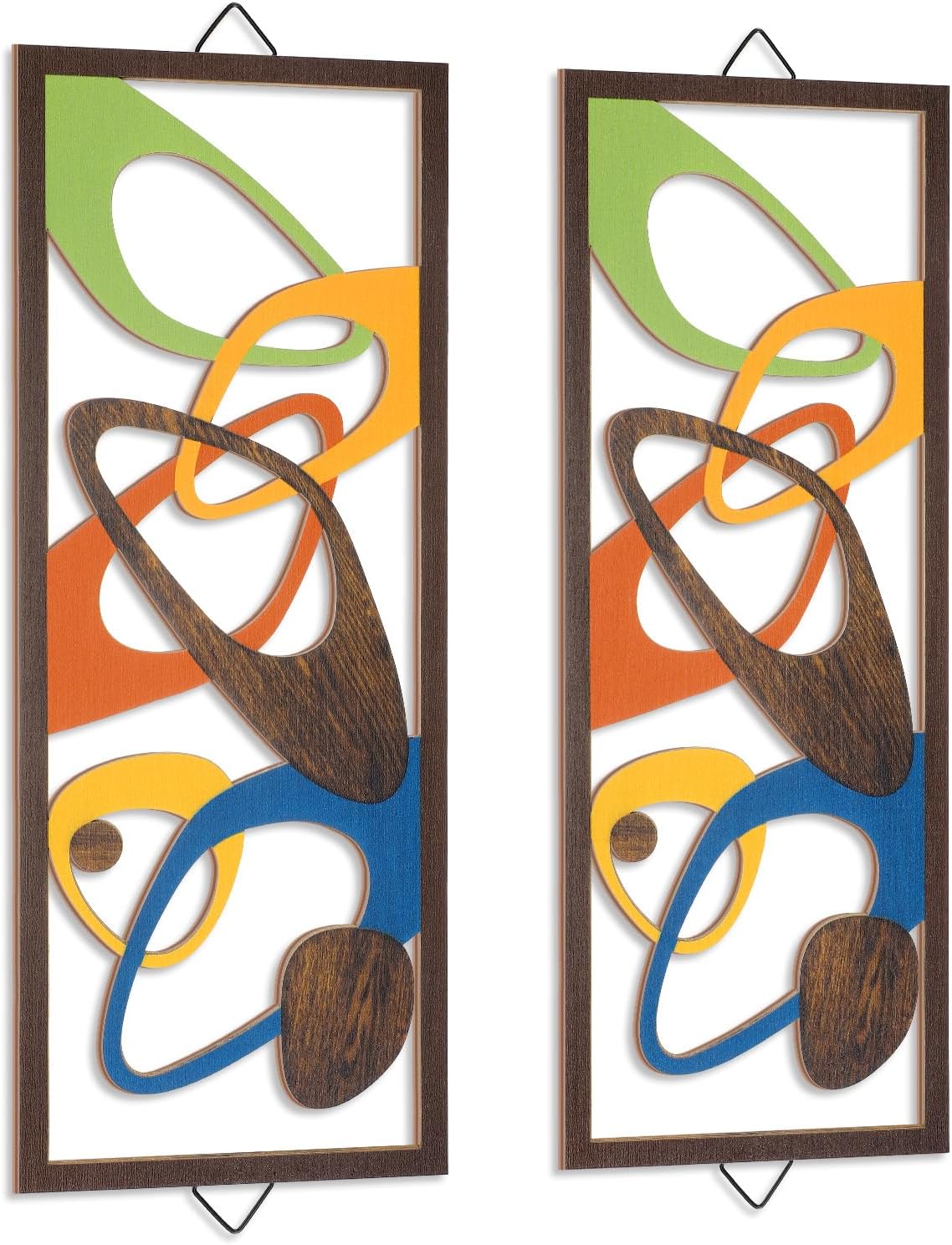 CroBlissful 2 Pcs Mid Century Wall Art Mid Century Modern Decor Elegance Wall Accents Wood A... for Jess's wall decor budget decor note