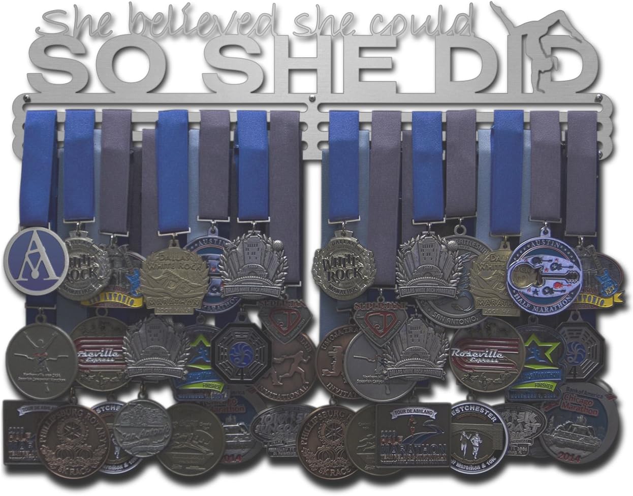 Allied Medal Hangers - She Believed She Could So She Did (Gymnast Figure): Awards Display Rack Holder - Multiple Size Options Available