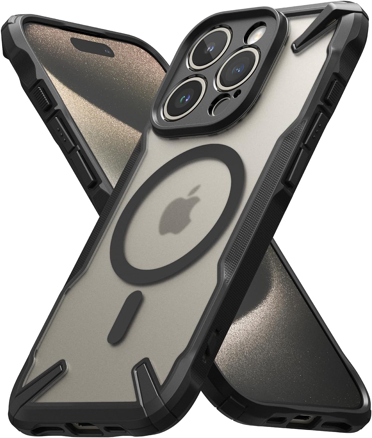 Fusion-X for iPhone 15 Pro Max Case [Compatible with MagSafe] Augmented Bumper Heavy Duty Shockproof Protective Cover - Magnetic Matte Black