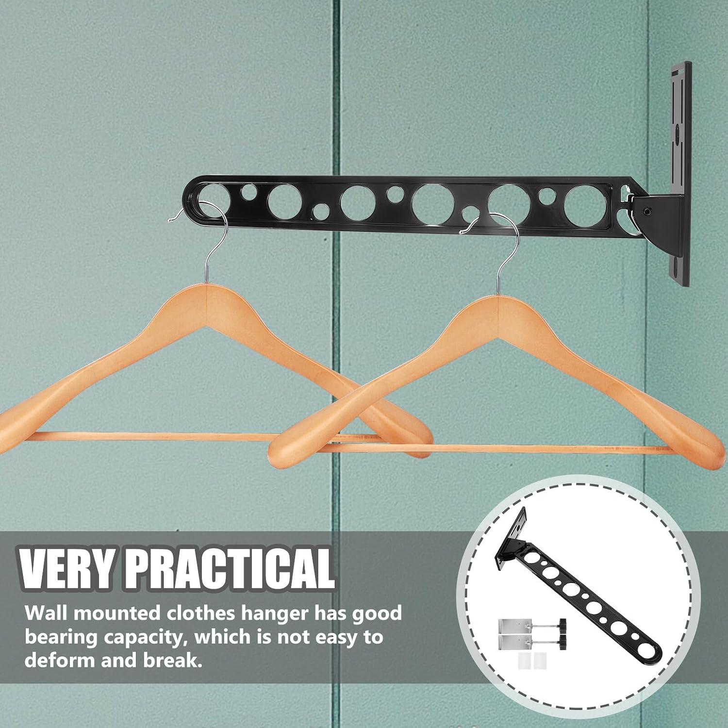 OSALADI Punch-Free Wall-Mounted Folding Clothes Drying Rack Aluminum Alloy Hanger Support for Balcony and Laundry Room Storage Organizer