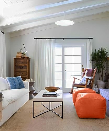 Miniatura 8 de Puf cuadrado de cuero puro (solo funda), reposapiés marroquí hecho a mano, mesa auxiliar otomana, decoraciones decentes para sala de estar,