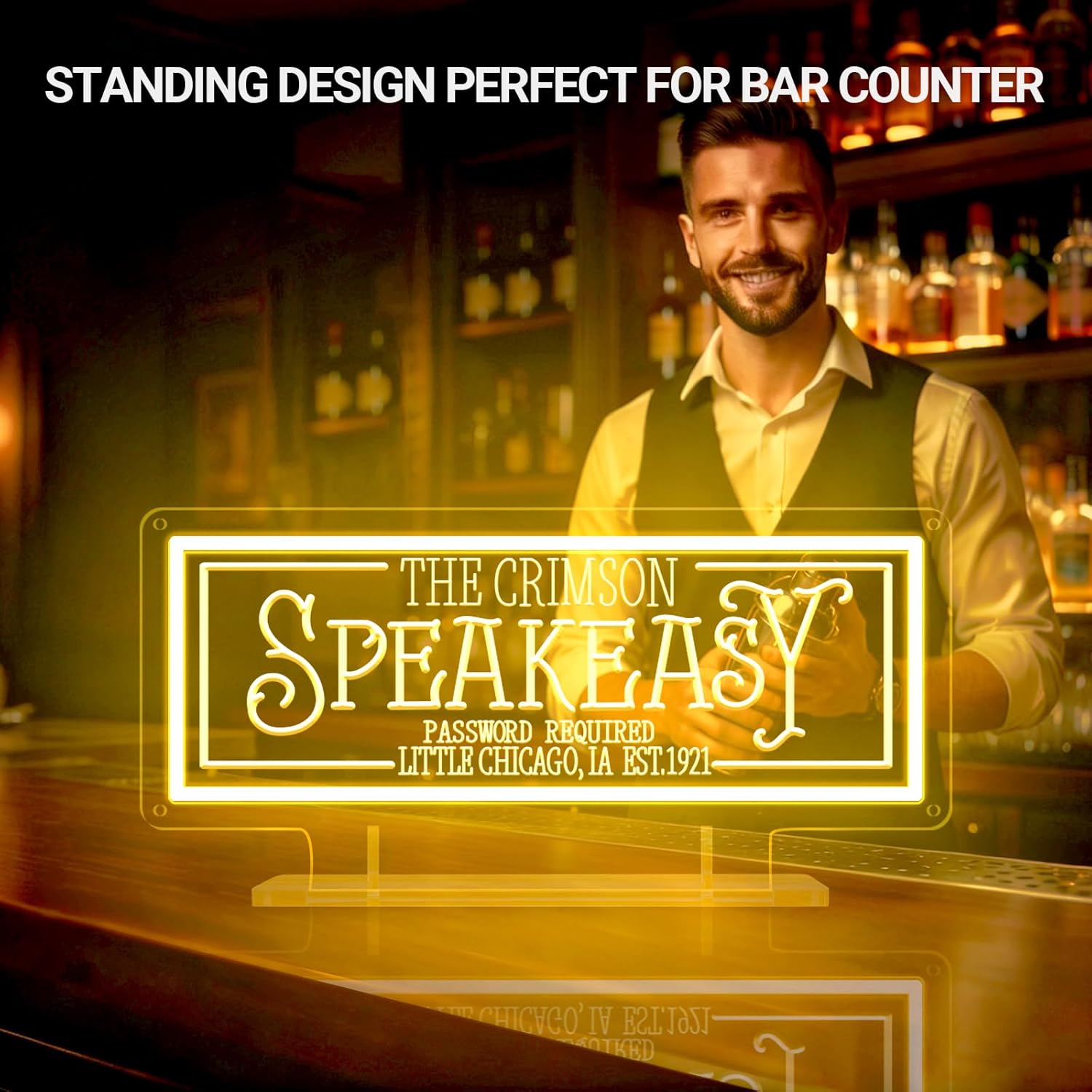 Custom Speakeasy Bar Neon Sign for Wall Decor, Personalized LED Name Home Bar Neon Light for Men Dad Gifts, Dimmable Customized Light Up Signs for Man Cave Lounge Basement Pub Tavern Bistro Business