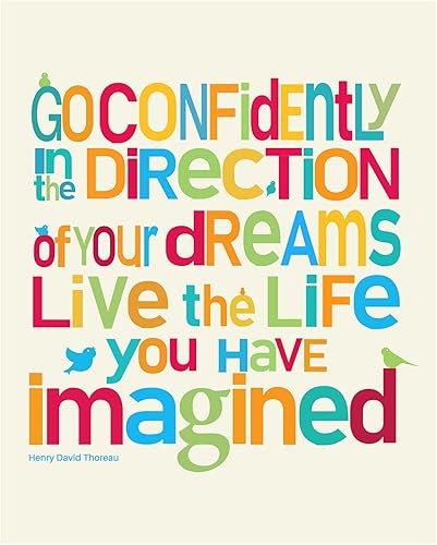 Go Confidently in the Direction of Your Dreams- H. D. Thoreau Motivational Quotes Wall Art, Inspirational Typographic Wall Art Print, Ideal Wall