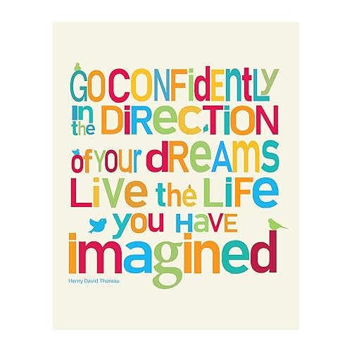 Miniatura 1 de Go Confidently in the Direction of Your Dreams- H. D. Thoreau Quotes Wall Art-8 x 10"-Typographic Art Print-Ready to Frame. Home-Office-School-Dorm