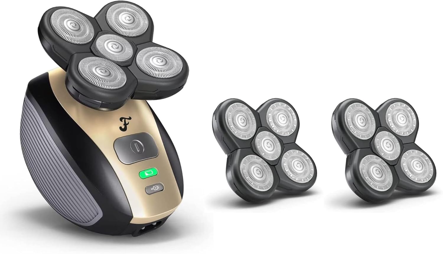 Freebird FlexSeries™ Shaver and Two Blade Refills - Fast, Smooth, Water-Resistant Electric Head Shaver with 5 Flexible Blades, USB Rechargeable, Ideal for Bald Men and Women