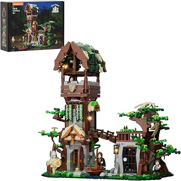 Lumibricks Medieval-Forest-Outpost Lighting Building-Blocks Set - 1419 Pcs Middle Ages Architecture Model Kit for Adults, Home Decor and Creative Display Gift