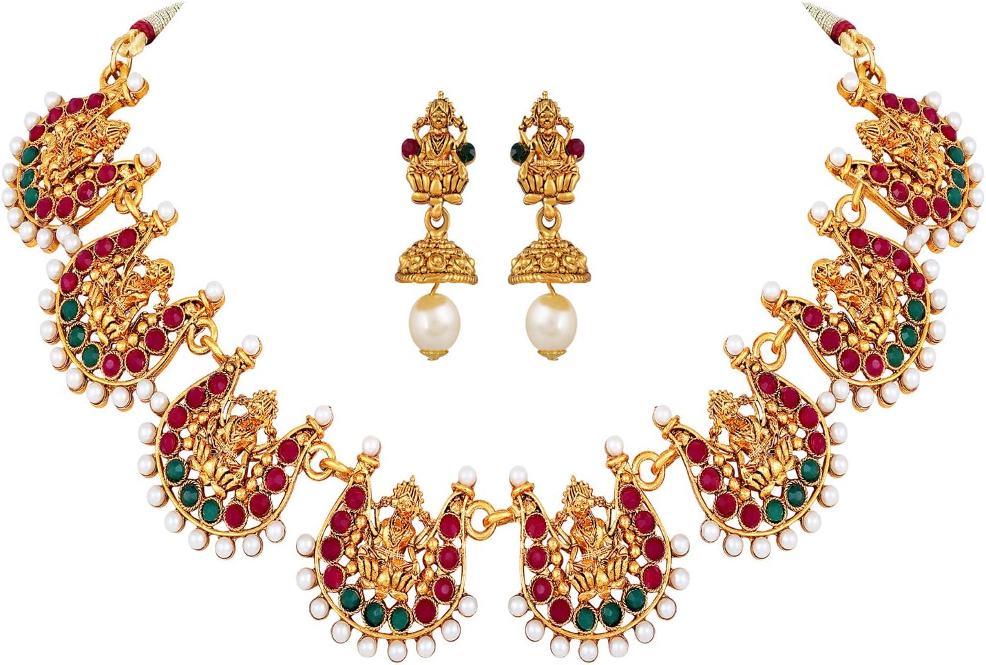 Shining Diva FashionLatest 18k Gold Plated Traditional Temple Choker Necklace Wedding Party Stylish Jewellery Set for Women