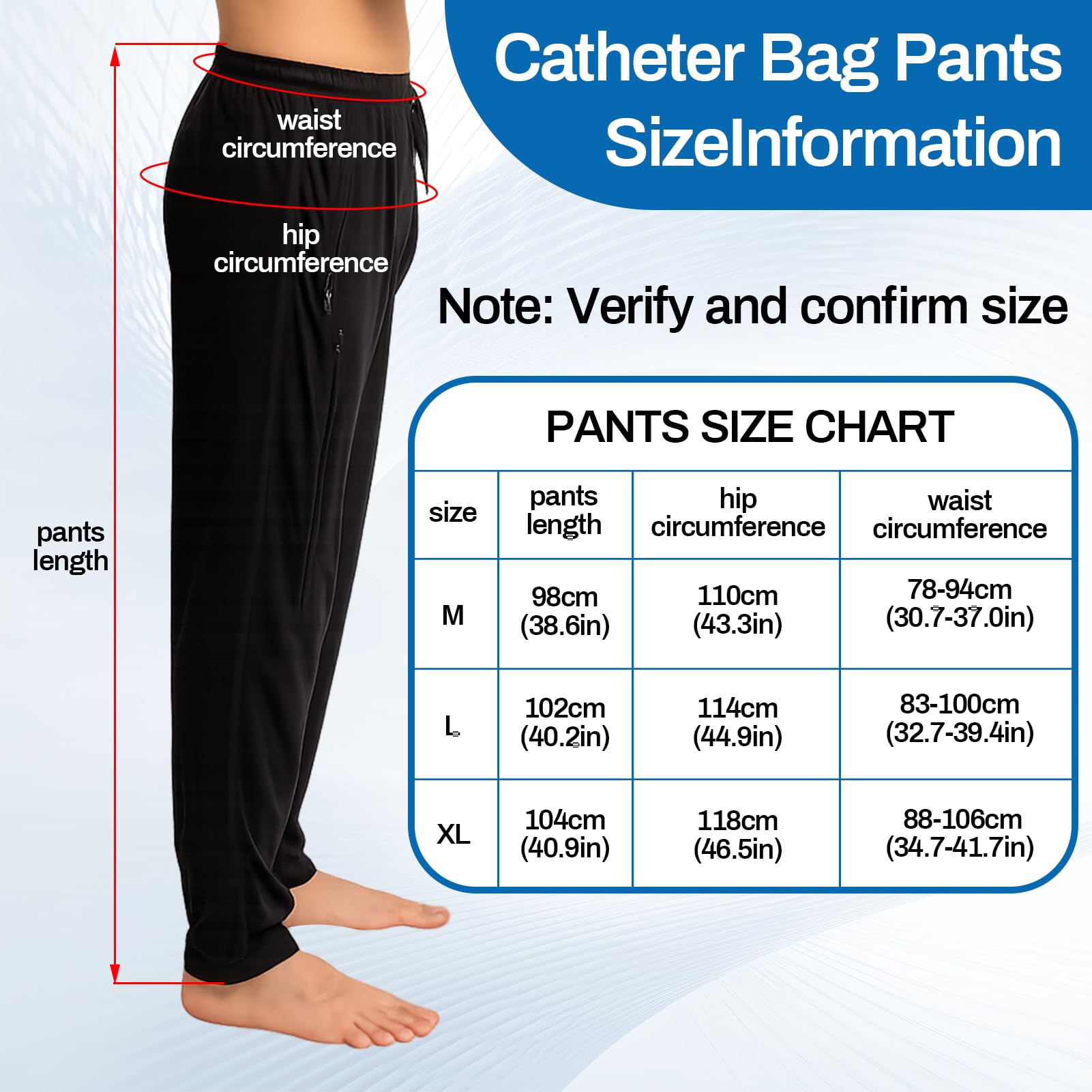 Pantaloni Nefrostomia Con Apertura Laterale E Tasche, Pantaloni Per Catetere Uomo, Pants Donna Incontinenza, Adatto A Pazienti In Dialisi E Pazienti Allettati (M)
