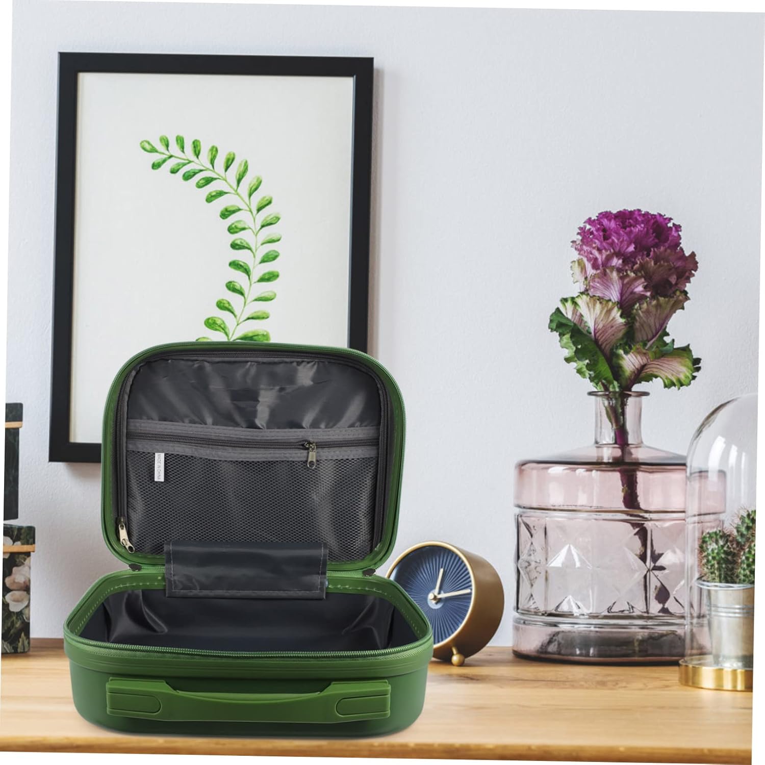 14-Inch Portable Makeup Case Travel Organizer Mini Cosmetic Suitcase for Essentials Waterproof Travel Makeup Box Zipper for Women