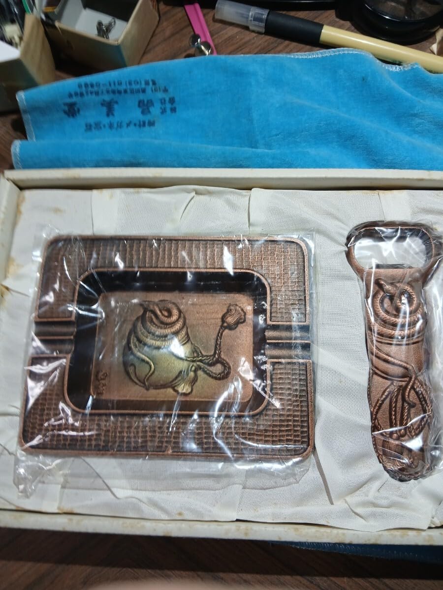 金属工芸品栓抜き灰皿レトロ