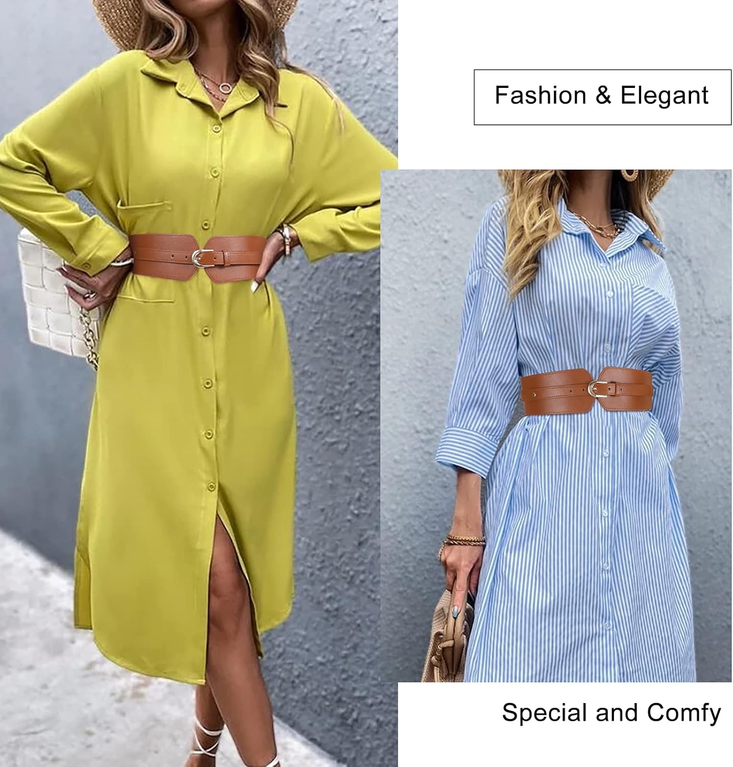 SUOSDEY Womens Wide Elastic Waist Belt for Dress Ladies Stretch Cinch Belt for Women - Image 2