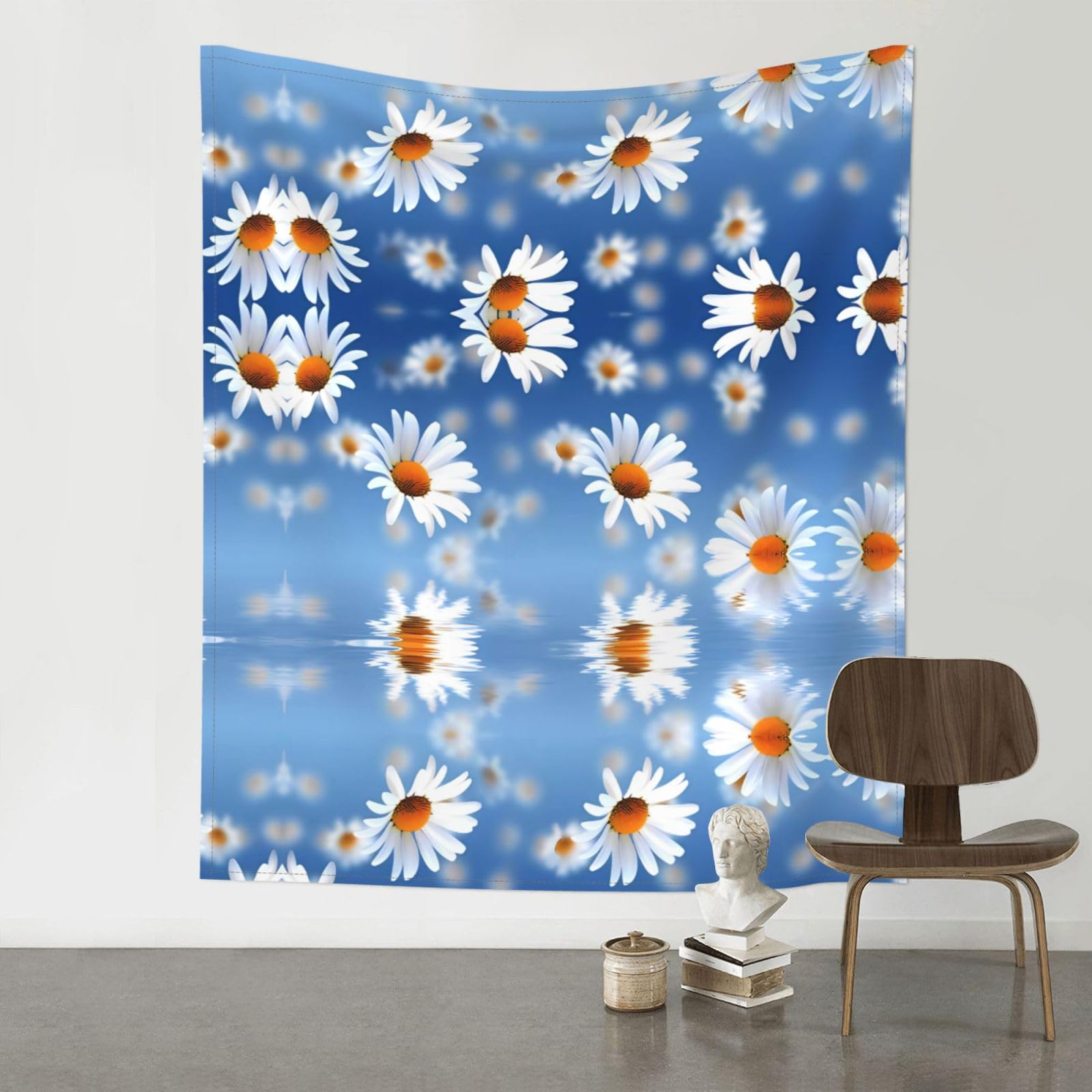 YYHWHJDE White Daisy Prints 60x51in Wall Tapestry – High-Grade Polyester Throw for Dorm, Beach & Home Decor