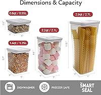 Vista 5 de Neoflam Recipiente hermético de almacenamiento de alimentos con sello inteligente (juego de 3) Cuerpo transparente Diseño modular, apilable