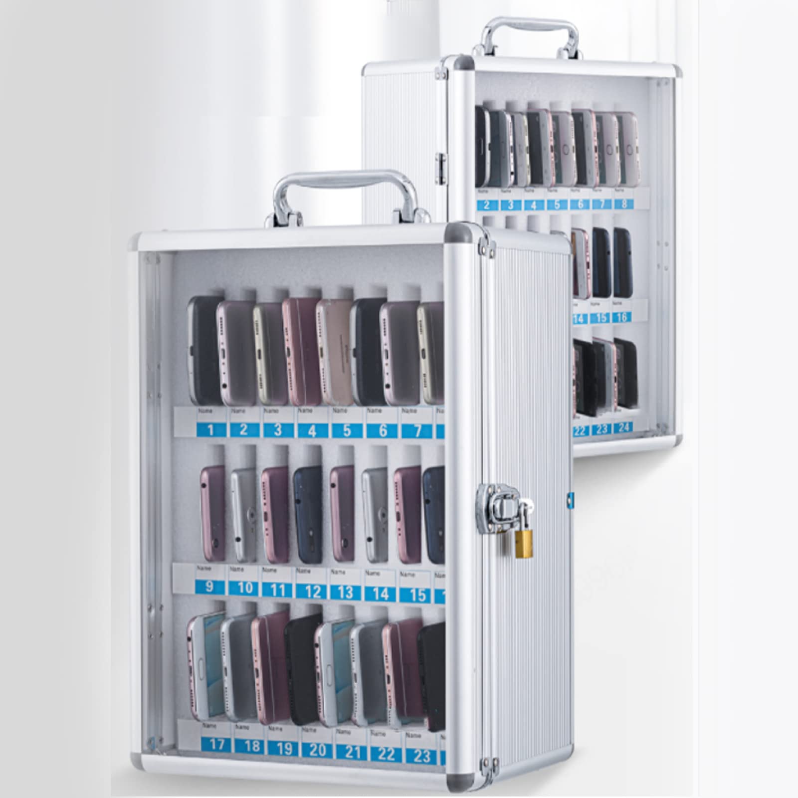 Caja Transparente Para Guardar El Teléfono Con Asa 12/24/36 Ranuras Para Escritorio Soporte Portátil Para Teléfono Móvil Solución De Almacenamiento Segura Para La Oficina Ideal Para El Hogar