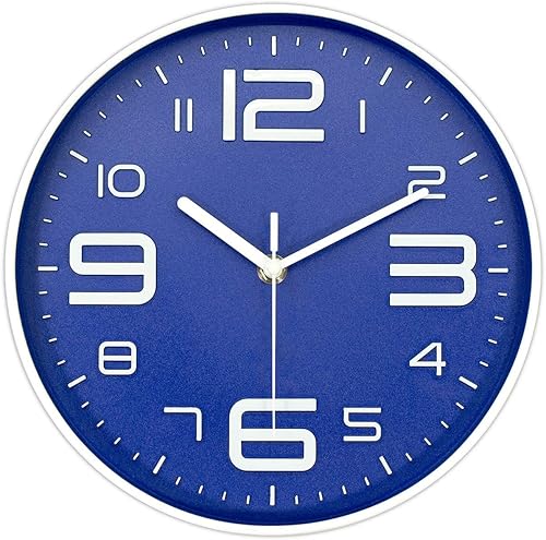 Miniatura 9 de 45MinST Reloj de pared moderno naranja de 8 pulgadas, silencioso, sin tictac, números grandes 3D, cronometraje preciso, reloj decorativo de pared y