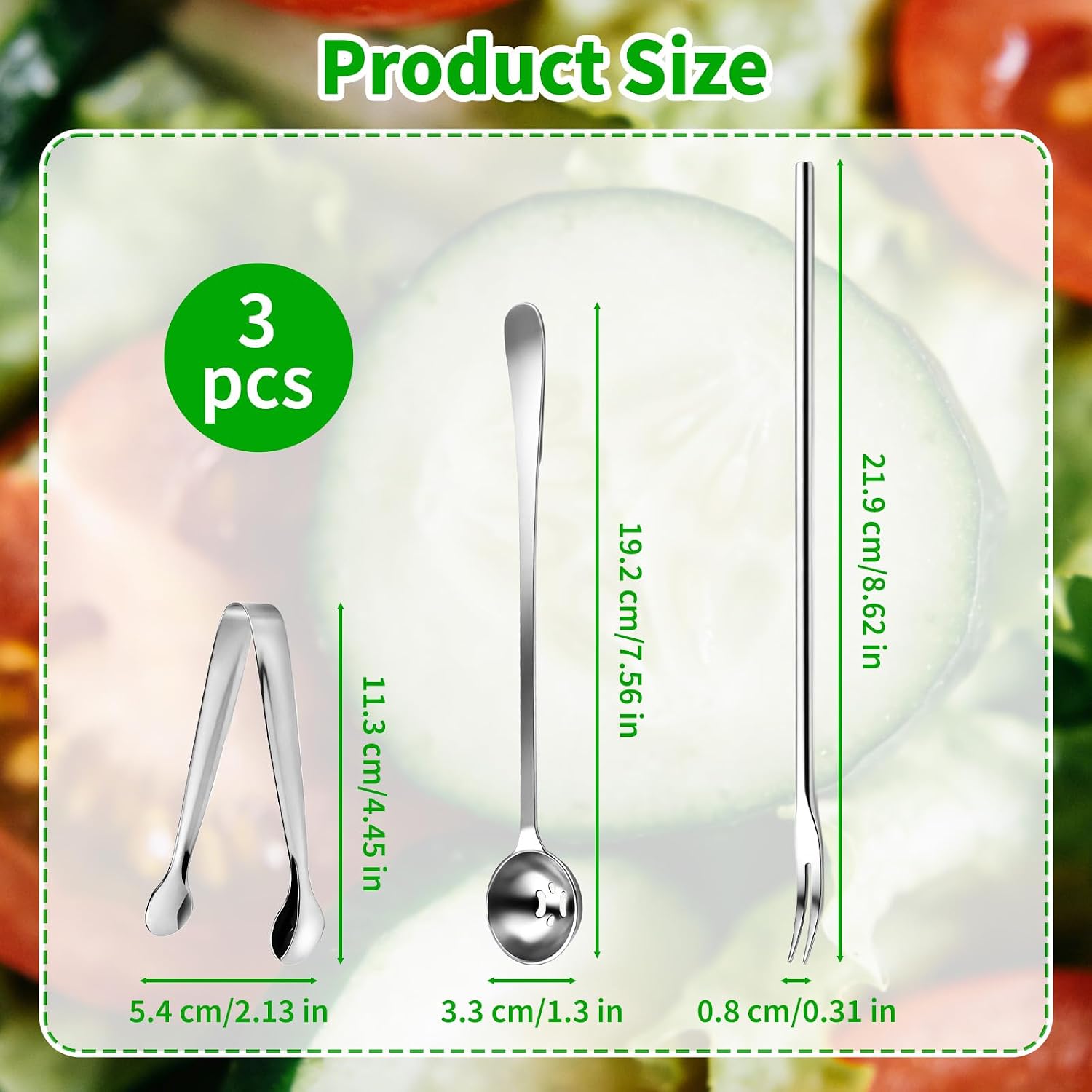 Long Handle Pickle Fork Olive Spoon with Drain Hole Strainer - 3 Pcs Stainless Steel Olive Spoon & Pickle Fork, Kitchen Pick Jar Serving Spoons for Olives, Onions, Cucumbers