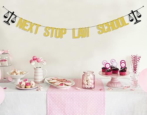 Miniatura 4 de Next Stop Law School Banner, decoración de sobrevivientes de la facultad de derecho, graduado de derechofelicitaciones abogadoabogado hasta