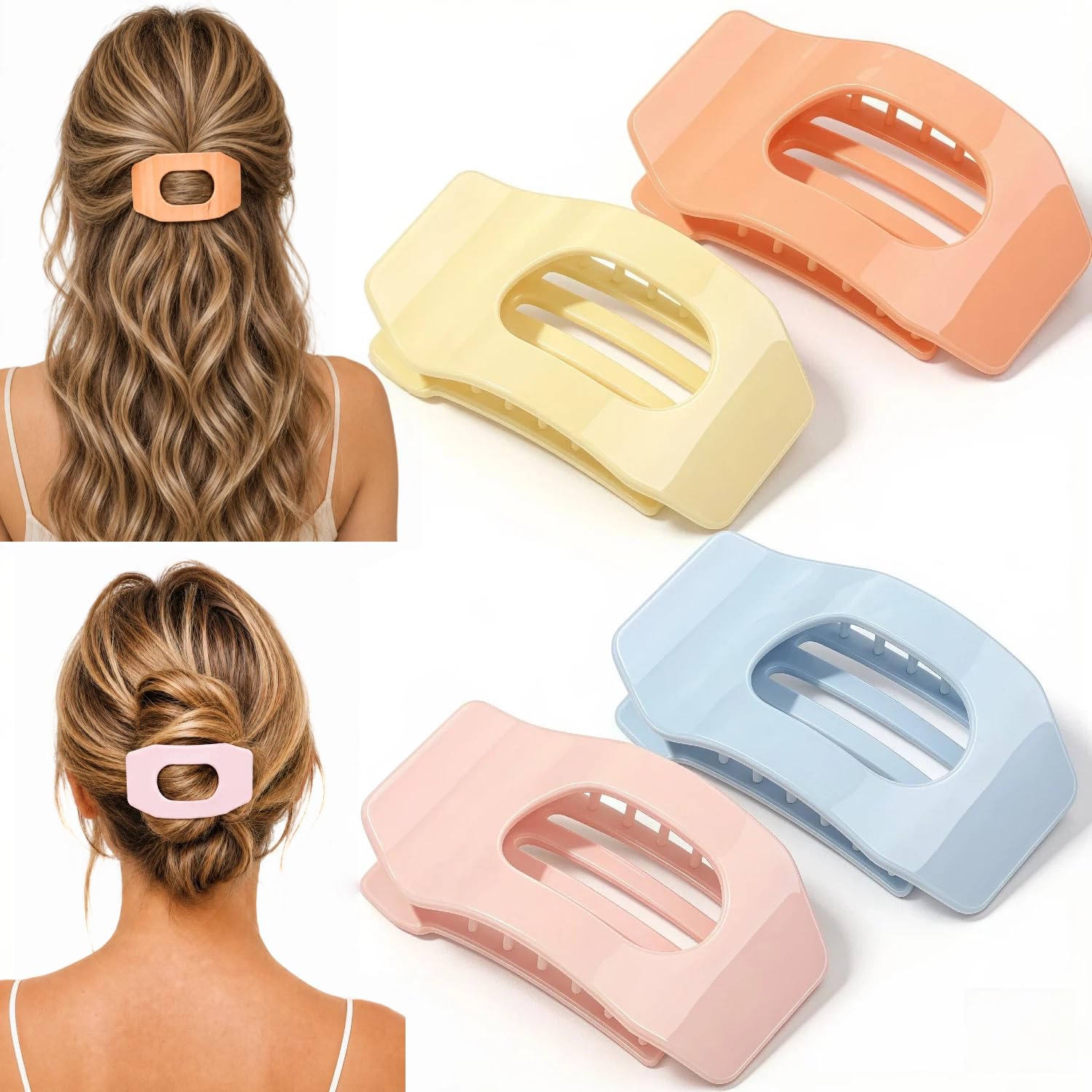 Pastel Lay Down Claw Clips for Women | 4 Inch Hair Accessories